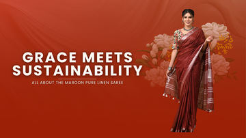 Elegant maroon pure linen saree showcasing timeless style and comfort.