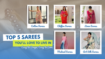 Top 5 lightweight sarees for daily wear including cotton, chiffon, georgette, linen, and crepe.