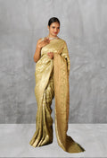 Green Georgette Banarasi Saree with water zari jaalwork - first