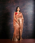 Brown Pure Kora Silk Banarasi saree - first