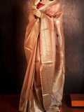 Brown Pure Kora Silk Banarasi saree - third