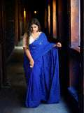 Blue chikankari chiffon saree - first