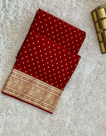 Maroon Banarasi Semi Satain Silk Saree