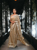 Beige Tissue Linen saree - second
