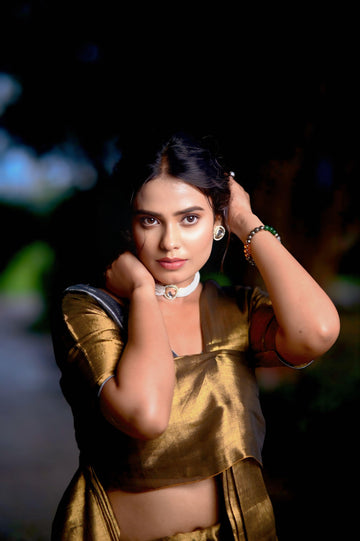 "Sonaruppa" Gold & Silver Handloom Tissue Saree